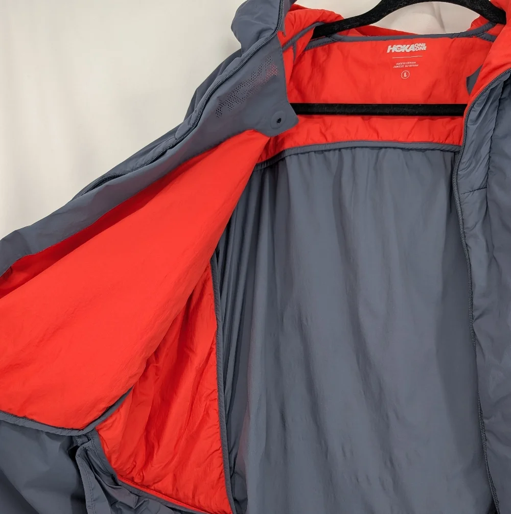 Hoka Hybrid Run Jacket Grey Orange Activewear Mens Large - Picture 12 of 15